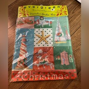 Evergreen Coastal Christmas Decorative Garden Flag